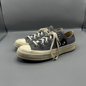 Comme des Garcons PLAY Converse Chuck 70 Low Grey Heart Sneakers Womens 8 Mens 6
